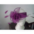 Custom Fashion Purple Ladies' Fascinators , Folded Sinamay Band With Velcro At Back
